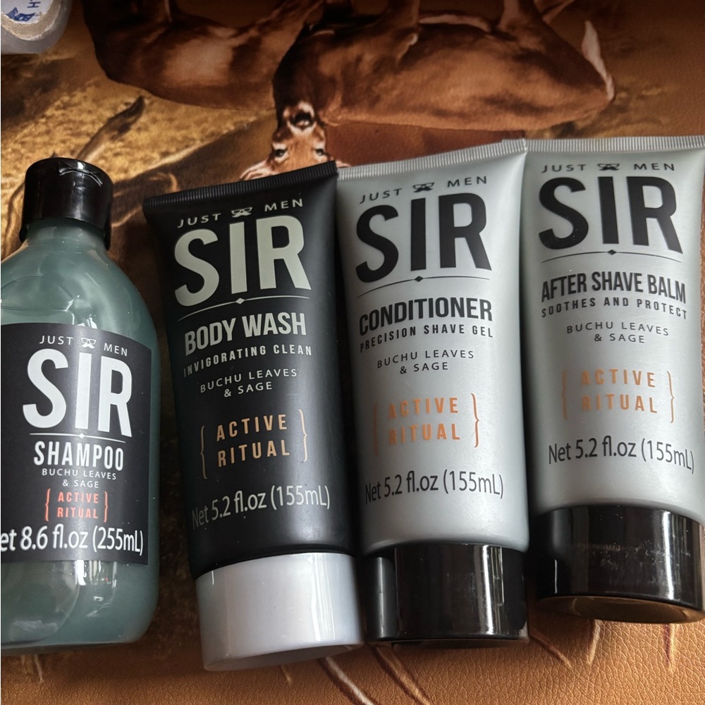 Just For Men SIR gift set-shampoo, body wash, conditioner, shave balm-NWOB